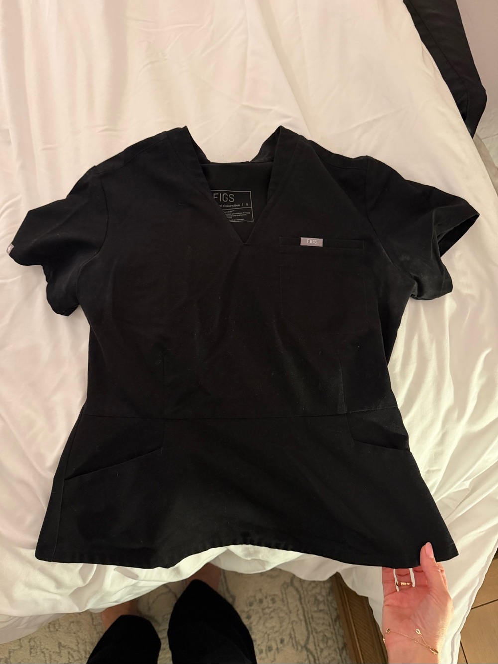 Figs Black Lillian Peplum Scrub Top